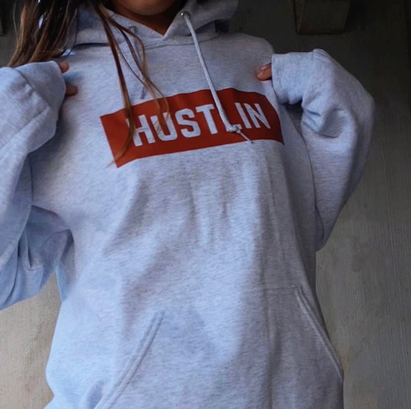Hustlin box logo hoodie