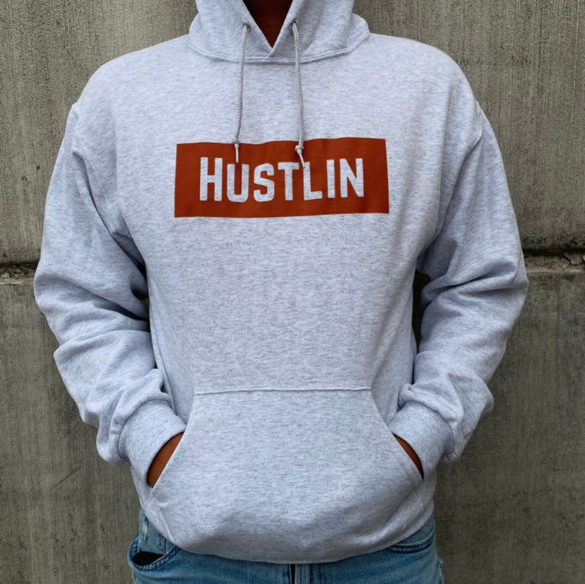 Hustlin box logo hoodie