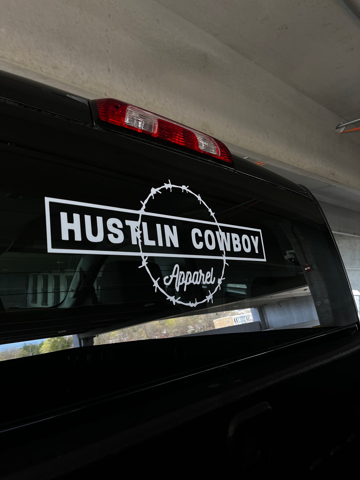 Hustlin cowboy decal